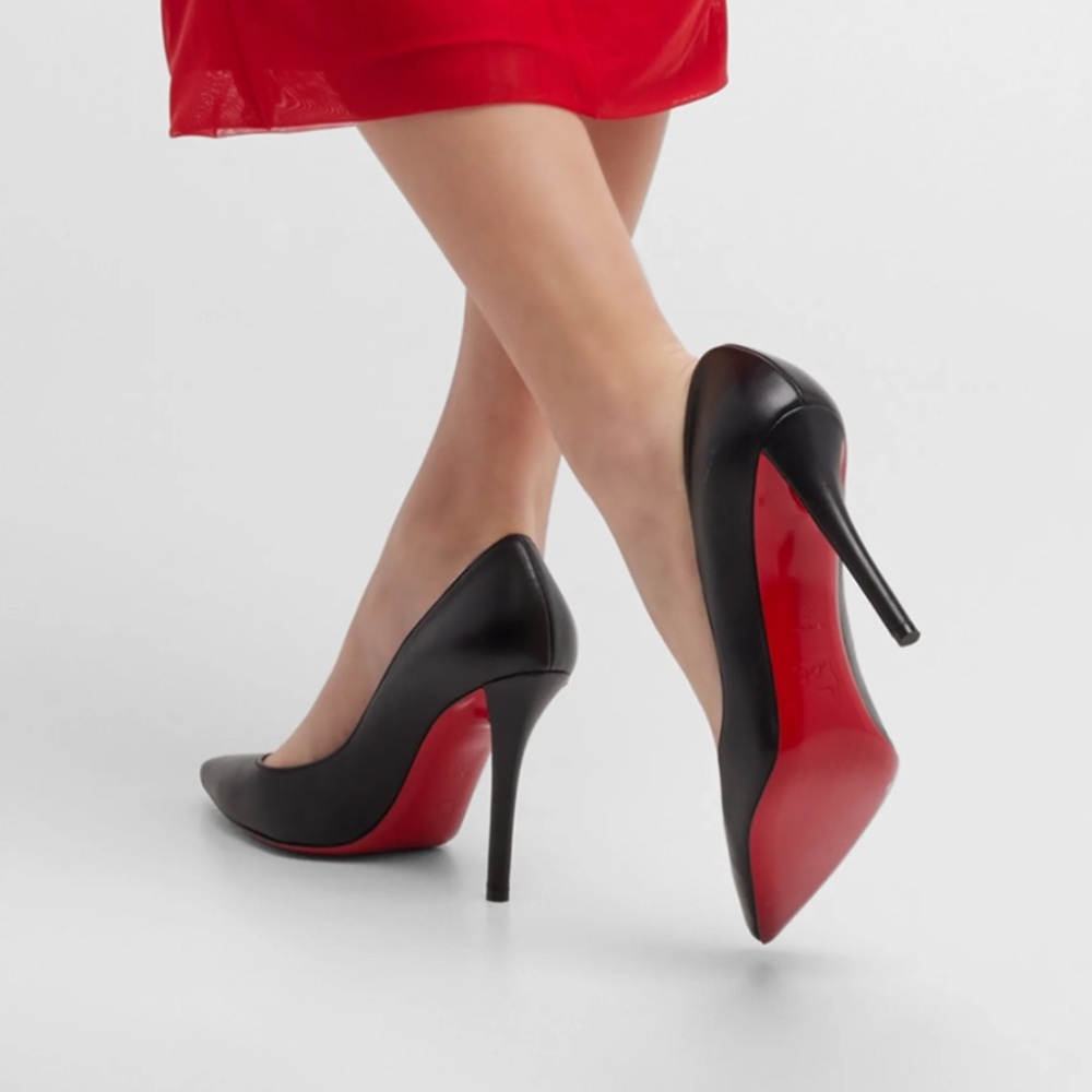 Christian Louboutin Apostrophy Leather Pointed Red-Sole Pumps